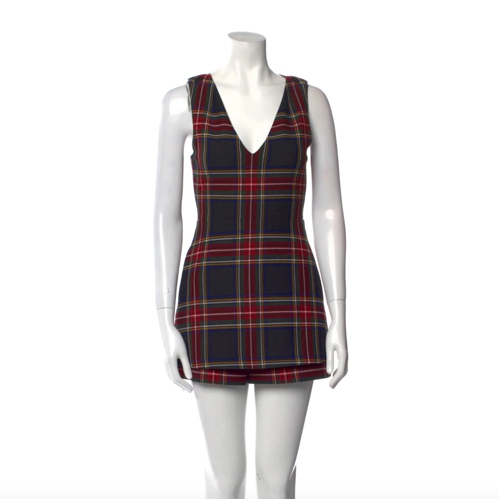 Maje Plaid Print V-Neck Romper - Picture 6 of 11